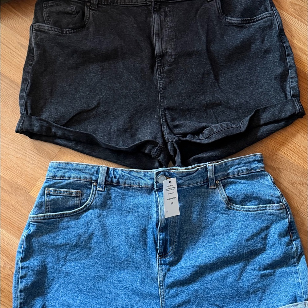Black and Blue Denim High-Rise Women’s Shorts